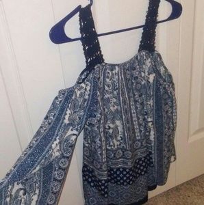 Blue off the shoulder blouse